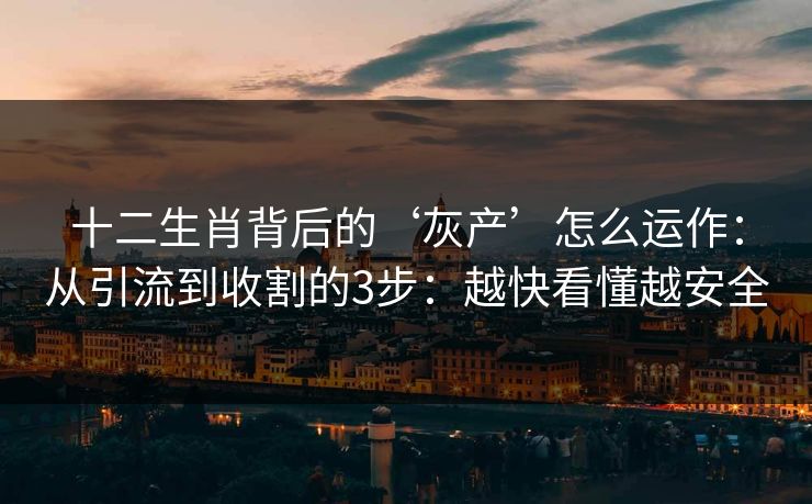 十二生肖背后的‘灰产’怎么运作：从引流到收割的3步：越快看懂越安全