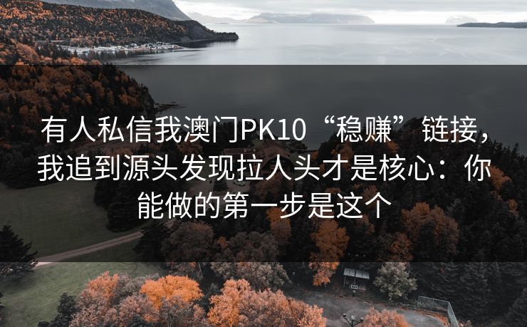 有人私信我澳门PK10“稳赚”链接，我追到源头发现拉人头才是核心：你能做的第一步是这个